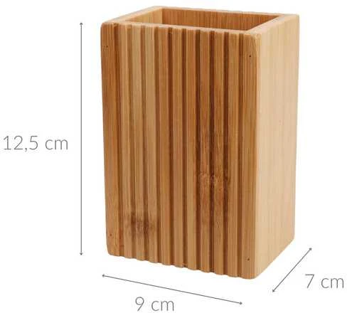 Bathroom Solutions Bamboo Bambuko dantų šepetėlio laikiklis, 9 x 7 x 12,5 cm