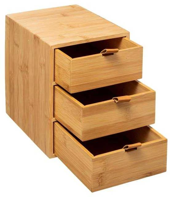 5five Simply Smart Bamboo Bambuko laikiklis kosmetikai, 3 stalčiai