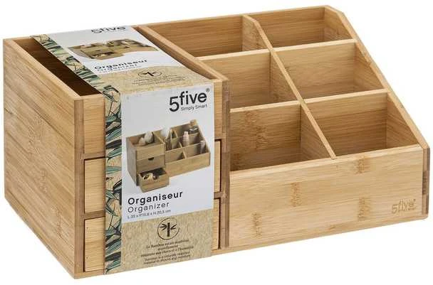 5five Simply Smart Bamboo Bambuko laikiklis kosmetikai, 3 stalčiai
