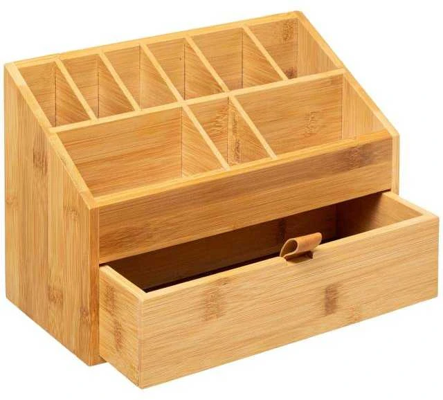 5five Simply Smart Bamboo Bambuko laikiklis kosmetikai, stalčius ir 9 skyriai