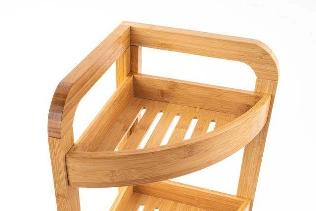 5five Simply Smart Bamboo Bambuko lentyna vonios kambariui, kampinė lentyna, skandinaviška lentyna, bambukinė lentyna, vonios baldai