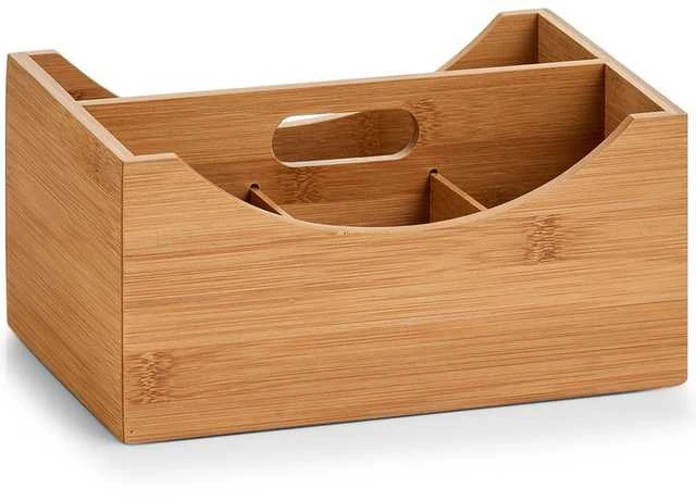Zeller Bamboo Bambuko talpykla su rankena, tvarkyklė su skyreliais daiktams susidėti, estetiška dėžutė.
