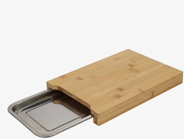 Excellent Houseware Bambukinė pjaustymo lenta su ištraukiamu padėklu 35x25 cm