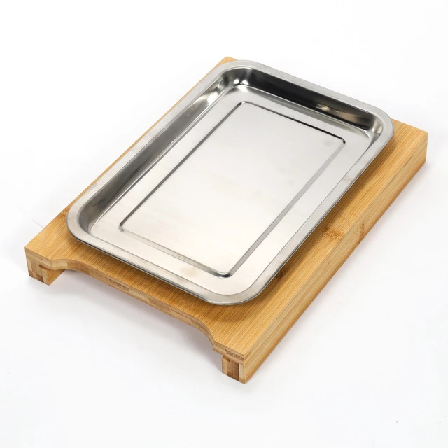 Excellent Houseware Bambukinė pjaustymo lenta su ištraukiamu padėklu 35x25 cm