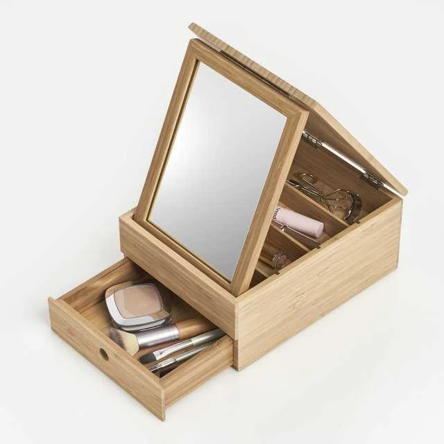 Bamboo Papuošalų dėžutė su veidrodžiu ir stalčiumi, bambukas, ZELLER