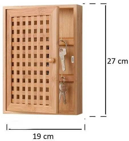 Bambukinė raktų spintelė su grotelėmis 27x19 cm