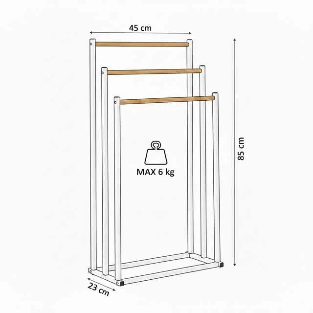 Bathroom Solutions Rankšluosčių kabykla vonios kambariui SERI, 45 x 23 x 85 cm