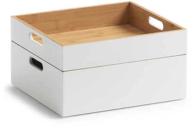 Zeller Bamboo Sandėliavimo dėžutė, bambukinė, balta 30x27x10,5