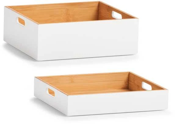 Zeller Bamboo Sandėliavimo dėžutė, bambukinė, balta 30x27x10,5