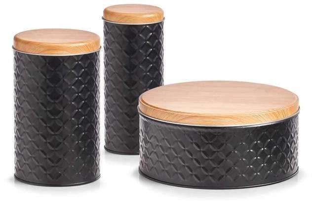 Bamboo SCANDI laikymo konteineris apvalus bambuko dangtelis, juodas, Zeller