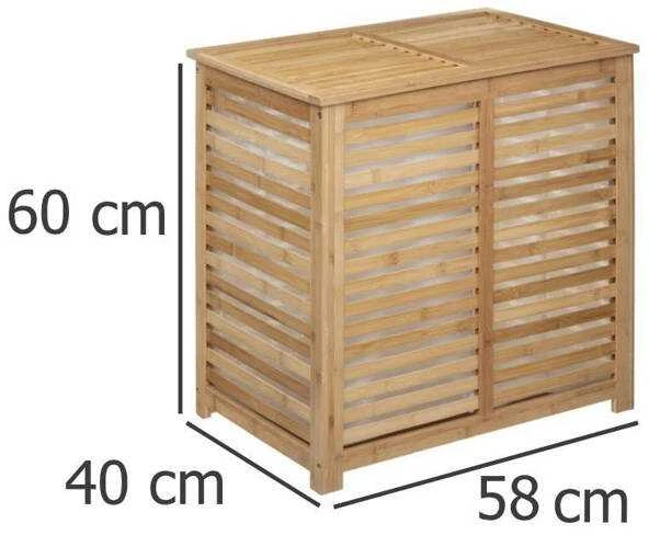 Bamboo Skalbinių krepšelis, dvivietis, 2 skyrių, SICELA, bambukas