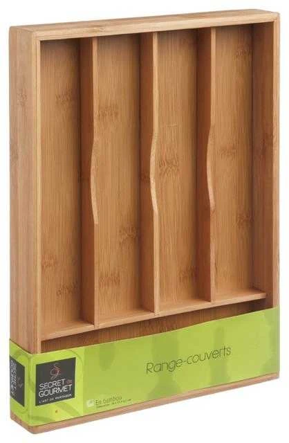 5five Simply Smart Bamboo Stalo įrankių dėžutė, stalčiaus papildymas - 5 skyriai, bambuko medis, 34 x 25 x 4,5 cm