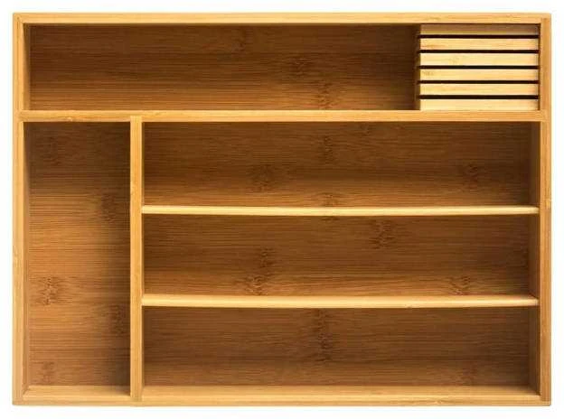 5five Simply Smart Bamboo Stalo įrankių stalčių tvarkyklė, 100% bambukas, 5 skyriai, 38 x 28 cm.
