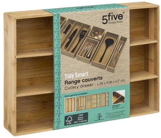 5five Simply Smart BAMBOO stalo įrankių tvarkyklė, 3 skyriai