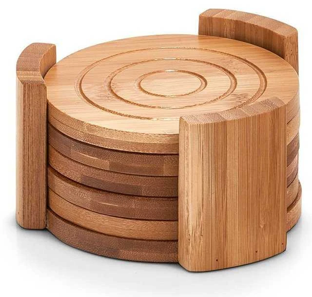 Bamboo Stiklinis stovas, padėklas, 100% bambukas - komplekte 7 elementai, ZELLER