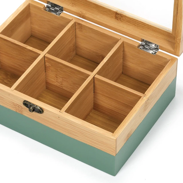 Kesper Bamboo TeeBox su 6 skyreliais, bambukinė, FSC, žalia