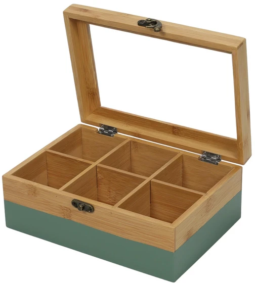 Kesper Bamboo TeeBox su 6 skyreliais, bambukinė, FSC, žalia
