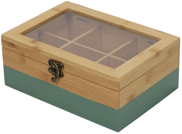 Kesper Bamboo TeeBox su 6 skyreliais, bambukinė, FSC, žalia
