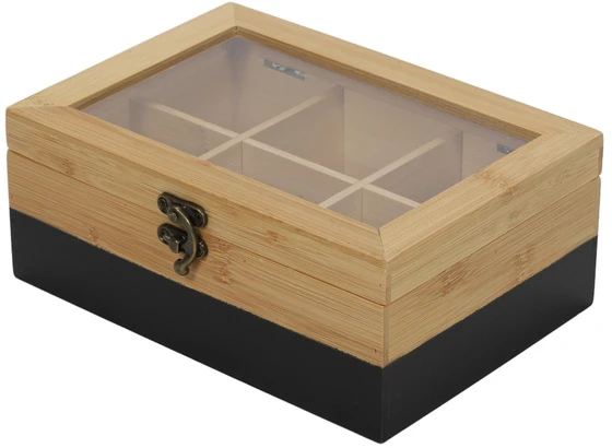 Kesper Bamboo TeeBox su 6 skyriais, bambukinė, FSC, juoda