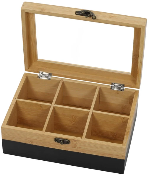 Kesper Bamboo TeeBox su 6 skyriais, bambukinė, FSC, juoda