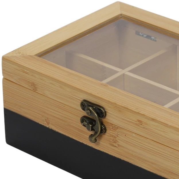 Kesper Bamboo TeeBox su 6 skyriais, bambukinė, FSC, juoda
