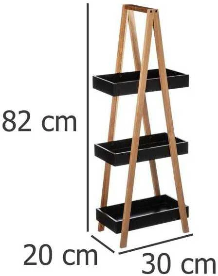 5five Simply Smart Bamboo Vonios lentyna 3 lygių bambukinė, vonios kabykla, juoda spalva