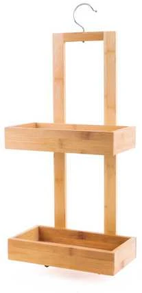 5five Simply Smart Bamboo Vonios lentyna vonios reikmenims, pakabinama, bambukinė dušo lentyna, 2 lygiai