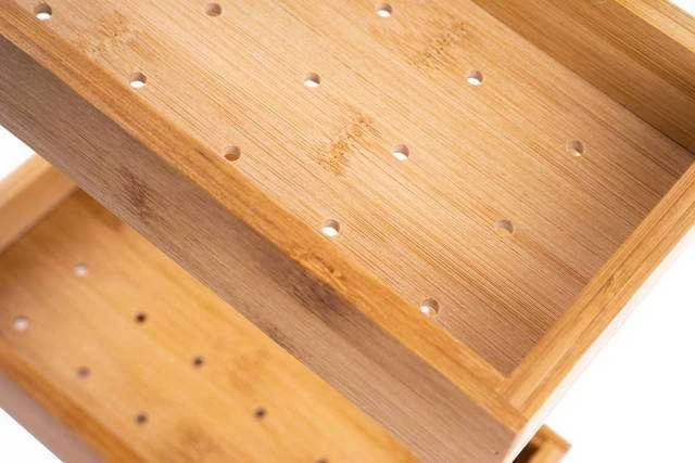 5five Simply Smart Bamboo Vonios lentyna vonios reikmenims, pakabinama, bambukinė dušo lentyna, 2 lygiai