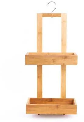 5five Simply Smart Bamboo Vonios lentyna vonios reikmenims, pakabinama, bambukinė dušo lentyna, 2 lygiai