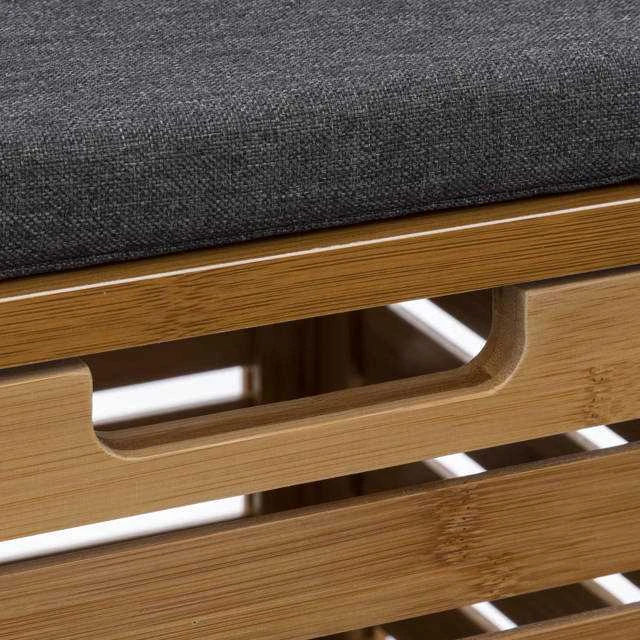 5five Simply Smart BAMBOO vonios taburetė su skalbinių krepšeliu, 2in1