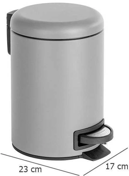 Bathroom Basket LEMAN Matinis pilkas, waste bin, 3 l, WENKO