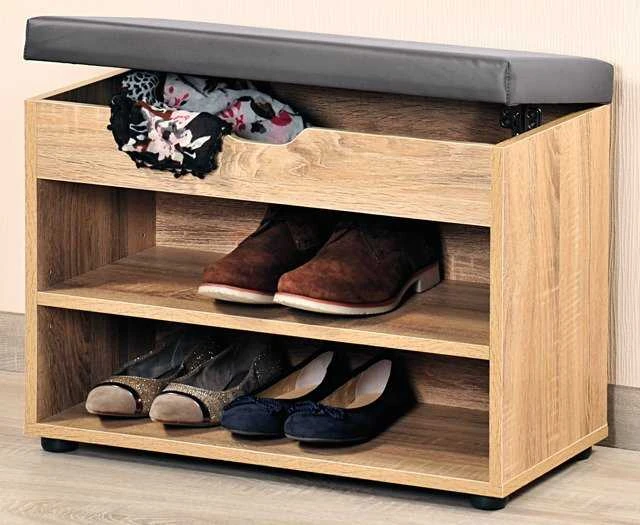 Bench Medinė batų spintelė su sėdyne, prieškambario knygų spinta su praktišku sėdėjimo suoliuku