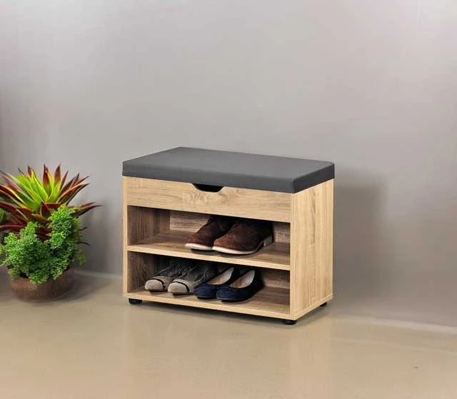 Bench Medinė batų spintelė su sėdyne, prieškambario knygų spinta su praktišku sėdėjimo suoliuku