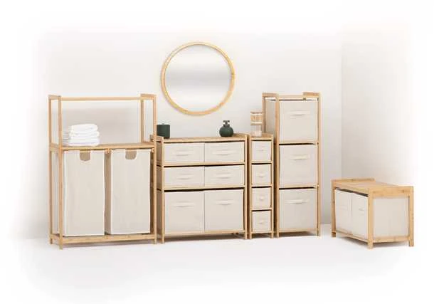 5five Simply Smart Bench TIDY BOX vonios suoliukas, 2 talpyklos, 66,8 x 44 x 35 cm