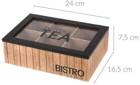 Vilde BISTROT Arbatos dėžutė 6 skyrių 24x16,5x7,5 cm