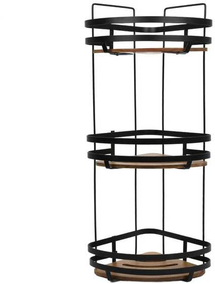 5five Simply Smart BLACKACIA kampinė dušo lentyna, be gręžimo, 23,5 x 19,5 x 55 cm