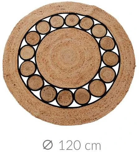 Džiuto kilimas apvalus su ornamentais
