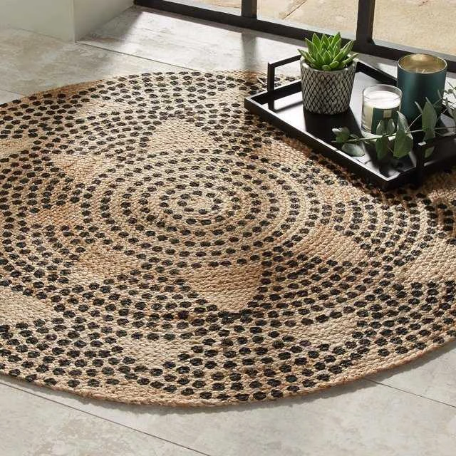 Atmosphera Carpet Apvalus džiuto kilimas, Ø 120 cm, geometrinis raštas