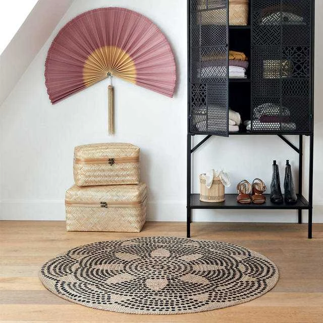 Atmosphera Carpet Apvalus džiuto kilimas, Ø 120 cm, geometrinis raštas