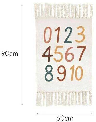 Home Styling Collection Carpet Vaikiškas kilimas Raidės, skaičiai, su kutais, 60 x 90 cm