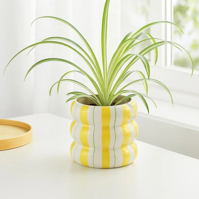 Keraminis vazonėlio dangtelis su dryžiais LINJE, 14 cm