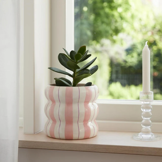 Keraminis vazonėlio dangtelis su dryžiais LINJE, 14 cm