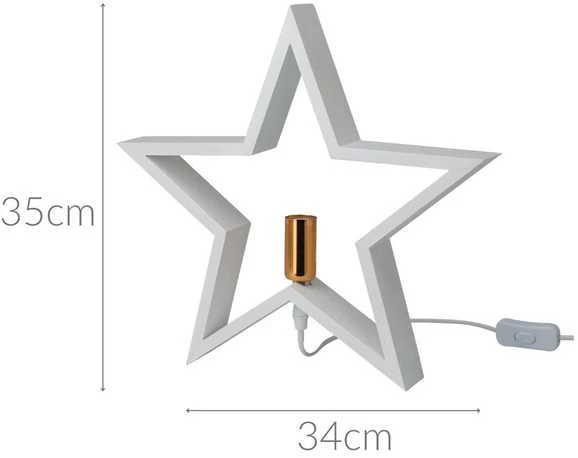 Christmas Decoration Stalinis šviestuvas medinė balta žvaigždė 34,5 cm