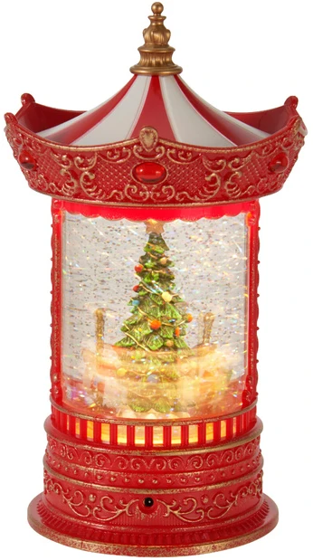 Mondex Kalėdinis karuselės su vandeniu ir blizgučiais, LED apšvietimas, 15,5 x 15,5 x 26 cm