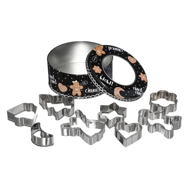 Five Simply Smart PIECES KALĖDINĖS sausainių formelės, 8vnt + metalinė skarda