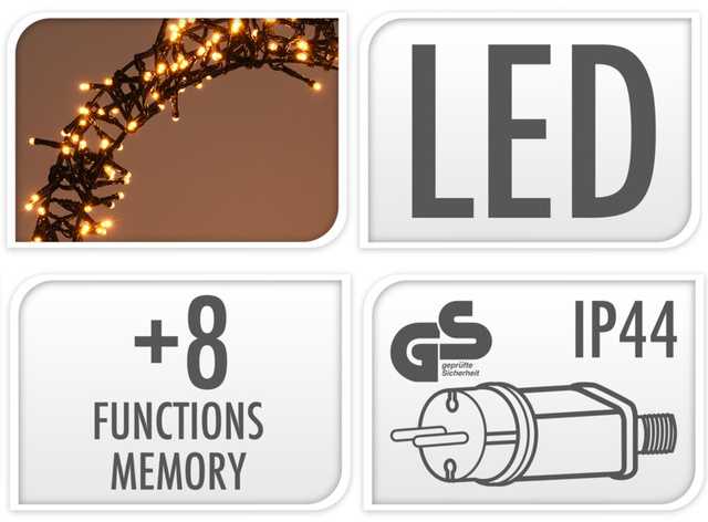 Mondex Home Styling Collection Kalėdinė dekoracija 300 LED, šilta balta, Ø 38 cm