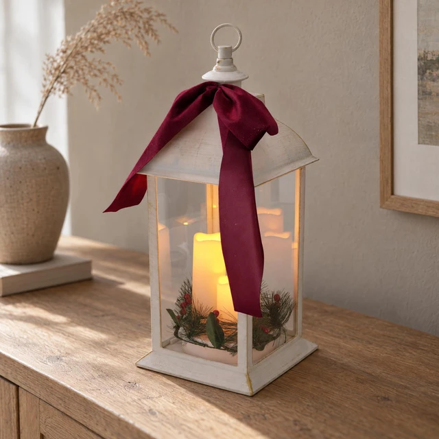KOOPMAN Affek Design Latarnia lampion adwentowy znicz LED 49CM balta 3 świece