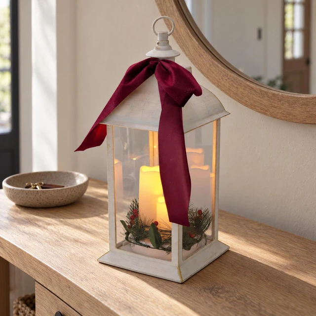 KOOPMAN Affek Design Latarnia lampion adwentowy znicz LED 49CM balta 3 świece