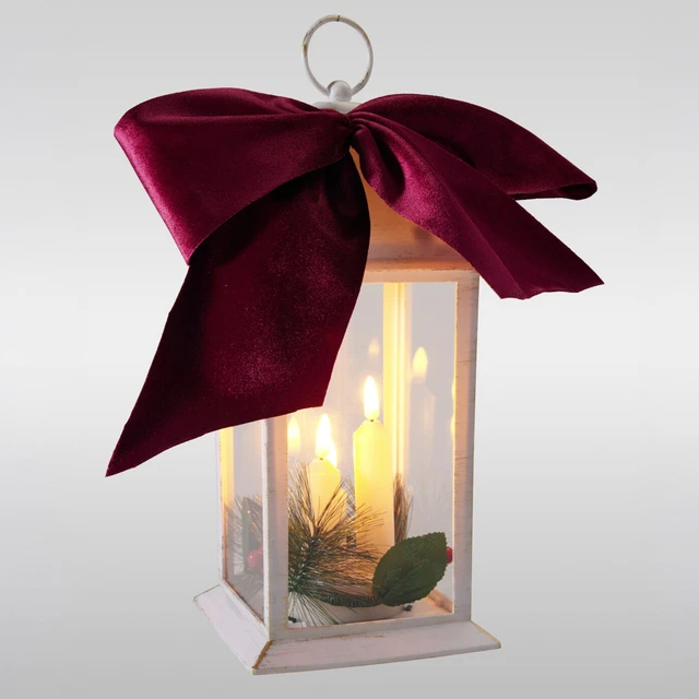 KOOPMAN Šventinė dekoracija Affek Design Žibintas advento lampionas žvakė LED 30 cm 3 žvakės balta
