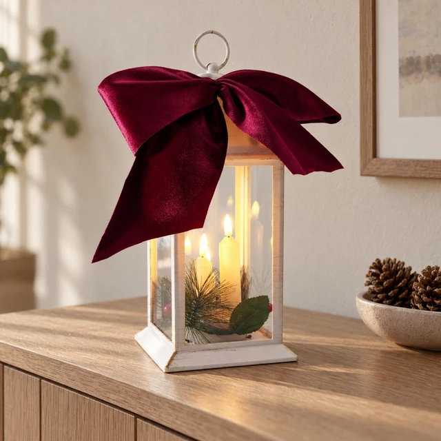 KOOPMAN Šventinė dekoracija Affek Design Žibintas advento lampionas žvakė LED 30 cm 3 žvakės balta